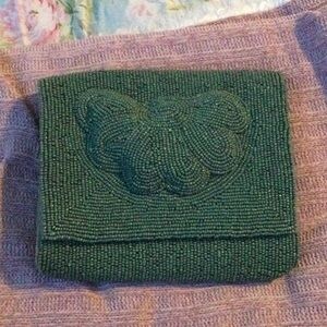 Elegant Green Beaded Clutch